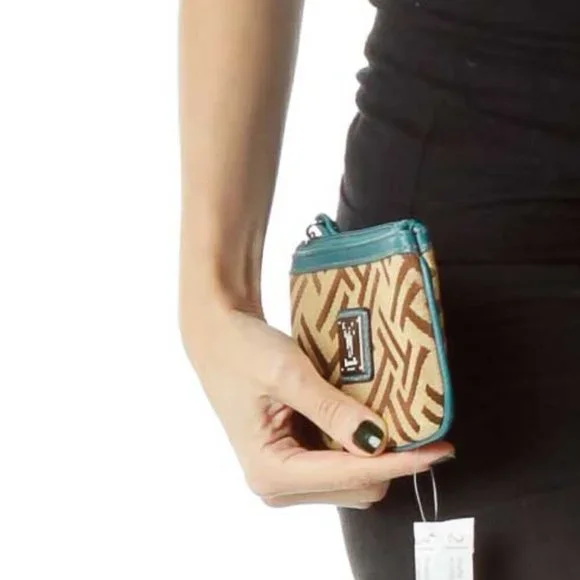 Tignanello Blue Brown Mini Clutch Monogram Bag - Picture 2 of 3